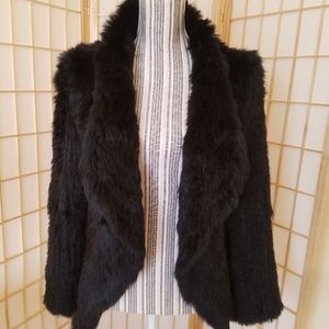 Love Token knitted black rabbit fur jacket